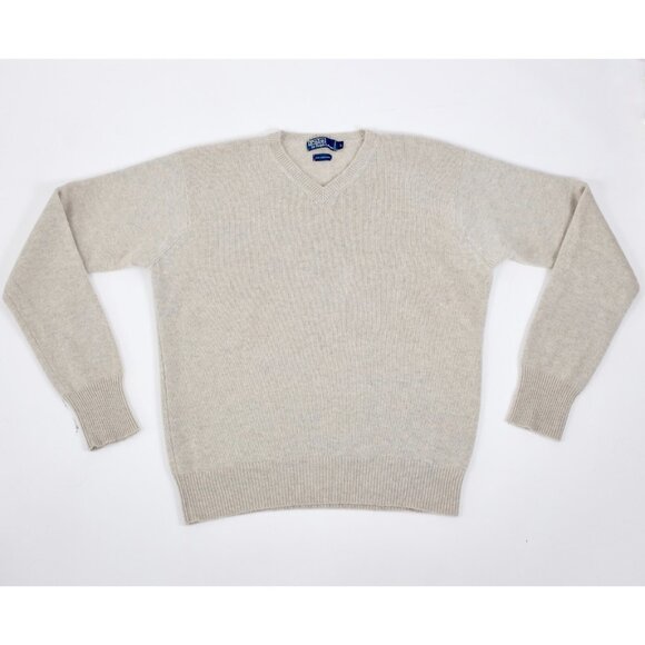 POLO Ralph Lauren sweater 100% cashmere V neck light gray